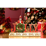 Nutcracker Jolly Letters Mantel Light-Up Decoration - Gold & Red
