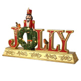 Nutcracker Jolly Letters Mantel Light-Up Decoration - Gold & Red
