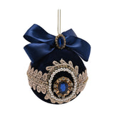 Bow and Pearl Bauble Christmas Tree Decoration - Navy Blue