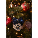 Bow and Pearl Bauble Christmas Tree Decoration - Navy Blue