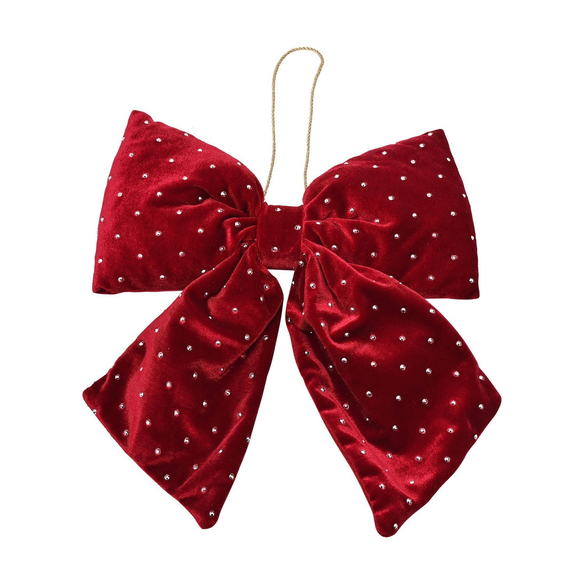Large Velvet Bow Christmas Tree Decoration with Crystals - Red