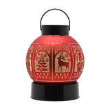 Christmas Windows Round Glass LED Lantern with Handle - Red