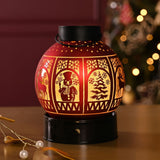 Christmas Windows Round Glass LED Lantern with Handle - Red