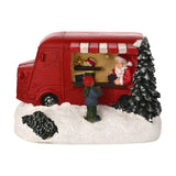 Snowy Santa Food Truck Light-Up Decoration - Red & White