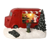 Snowy Santa Food Truck Light-Up Decoration - Red & White