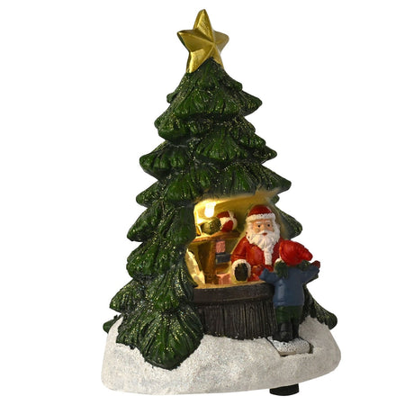 Santa Toy Stall Christmas Tree Light-Up Decoration - Green