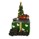 Christmas Tree Light-Up Decoration with Rotating Train - Green