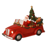 Santa Car Light-Up Decoration with Rotating Tree - Red