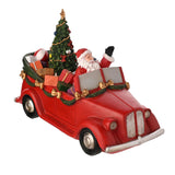 Santa Car Light-Up Decoration with Rotating Tree - Red