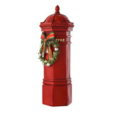 Christmas Post Box Resin Ornament with Wreath and Bow - Red