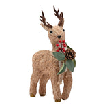 Standing Straw Deer Christmas Decoration 11 x 37cm - Brown