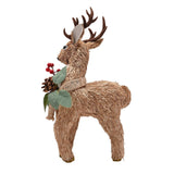 Standing Straw Deer Christmas Decoration 11 x 37cm - Brown