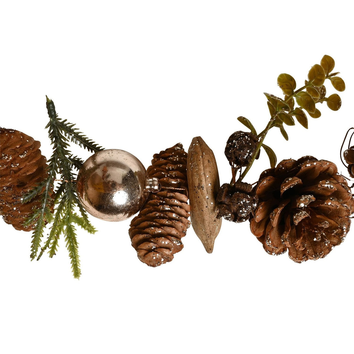 Gold Glitter Pinecone Faux Plant Garland 120cm - Brown