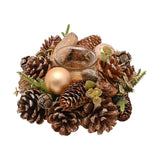 Gold Glitter Pinecone Candle Holder with 1 Glass - Brown & Green