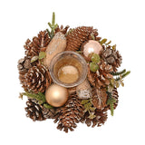 Gold Glitter Pinecone Candle Holder with 1 Glass - Brown & Green