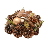 Gold Glitter Pinecone Candle Holder with 1 Glass - Brown & Green