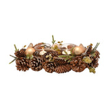 Gold Glitter Pinecone Candle Holder with 2 Glasses - Brown