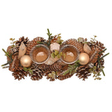 Gold Glitter Pinecone Candle Holder with 2 Glasses - Brown