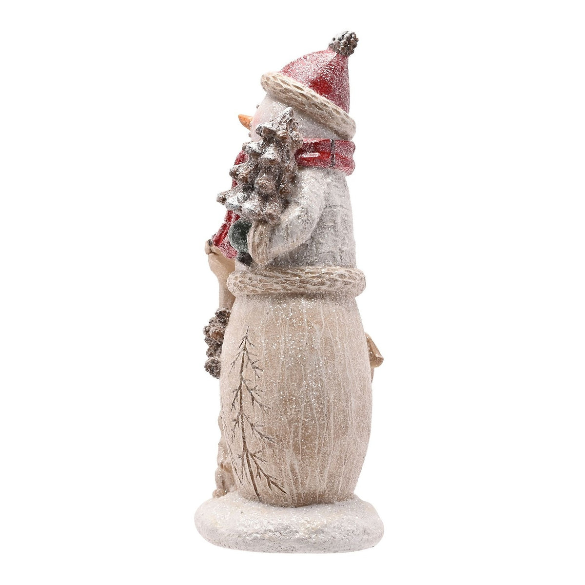 Christmas Snowman and Deer Resin Figurine 26.8cm - Brown