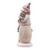 Christmas Snowman and Deer Resin Figurine 26.8cm - Brown