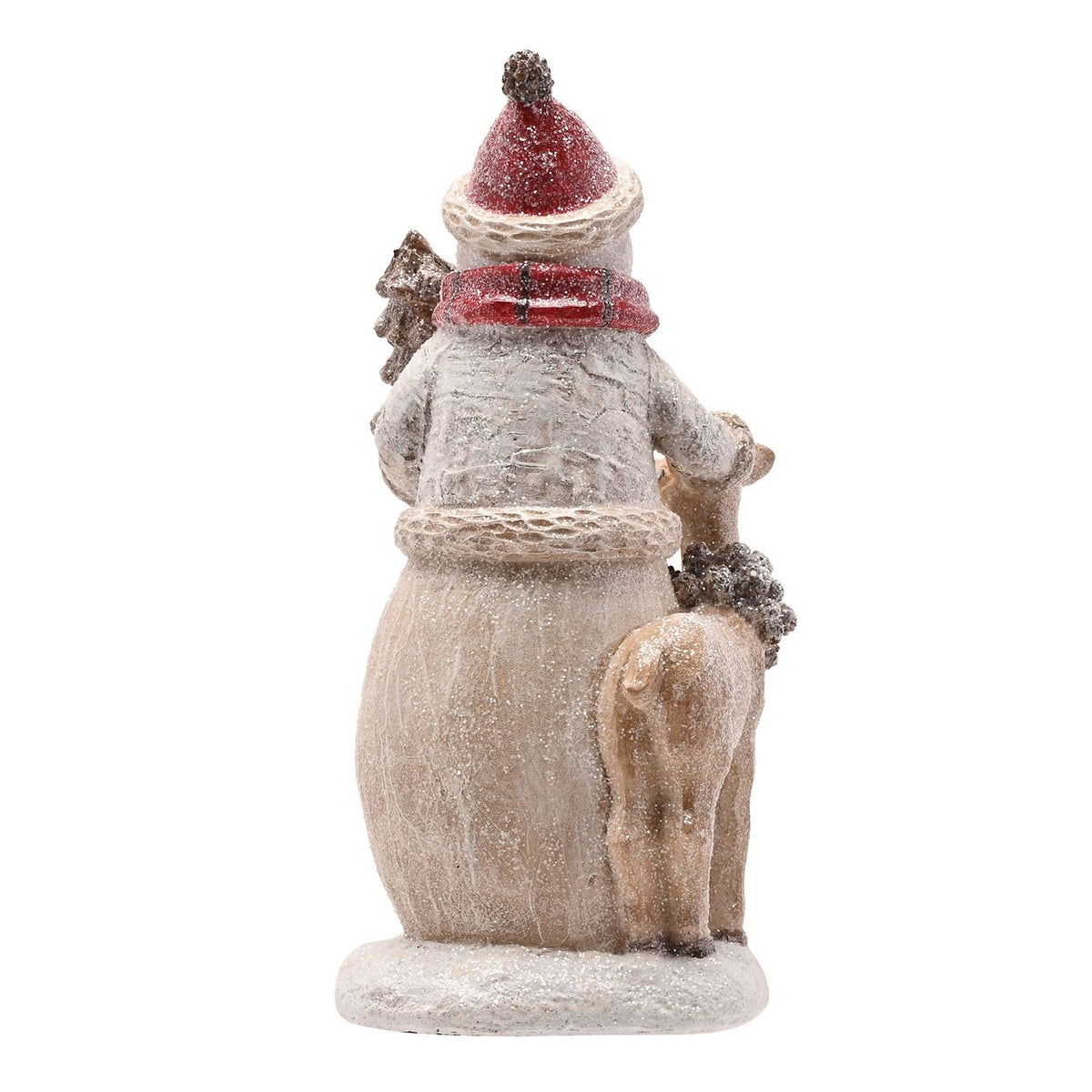 Christmas Snowman and Deer Resin Figurine 26.8cm - Brown