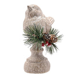 Wood Effect Robin on Branch Resin Christmas Ornament - Grey