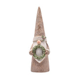 Wood Effect Christmas Gonk Figurine with Wreath 28cm - Brown