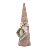 Wood Effect Christmas Gonk Figurine with Wreath 28cm - Brown