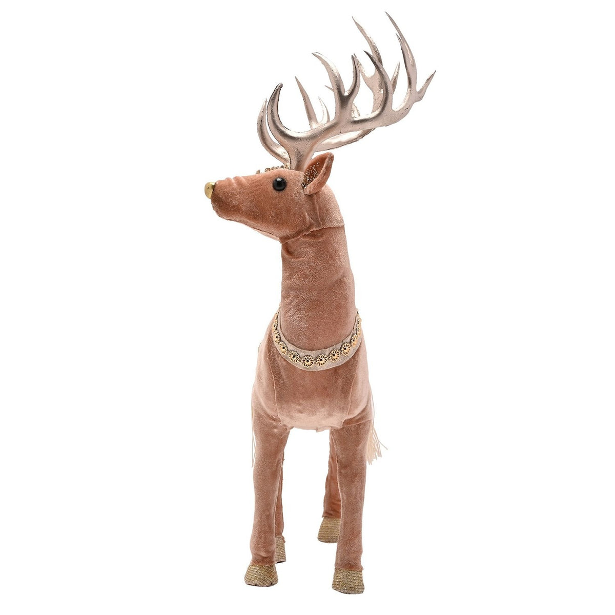 Standing Deer Plastic Decoration with Gold Trim 41.5cm - Pink