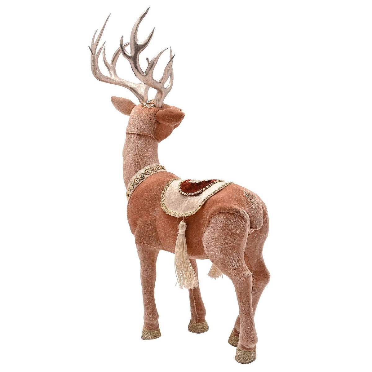 Standing Deer Plastic Decoration with Gold Trim 41.5cm - Pink