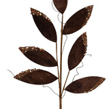 Christmas Sequin Tipped Velvet Leaf Stem Faux Plant - Berry
