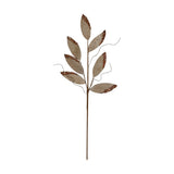 Soft Velvet Leaf Stem Faux Plant with Glitter Edges - Brown