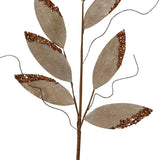 Soft Velvet Leaf Stem Faux Plant with Glitter Edges - Brown