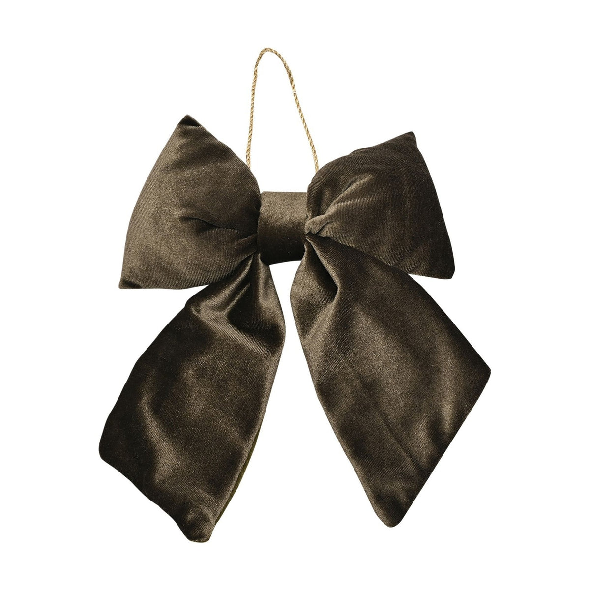 Velvet Bow Hanger Christmas Tree Decoration 26 x 32cm - Olive