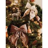 Velvet Bow Christmas Tree Decoration with Clip 14 x 16cm - Berry