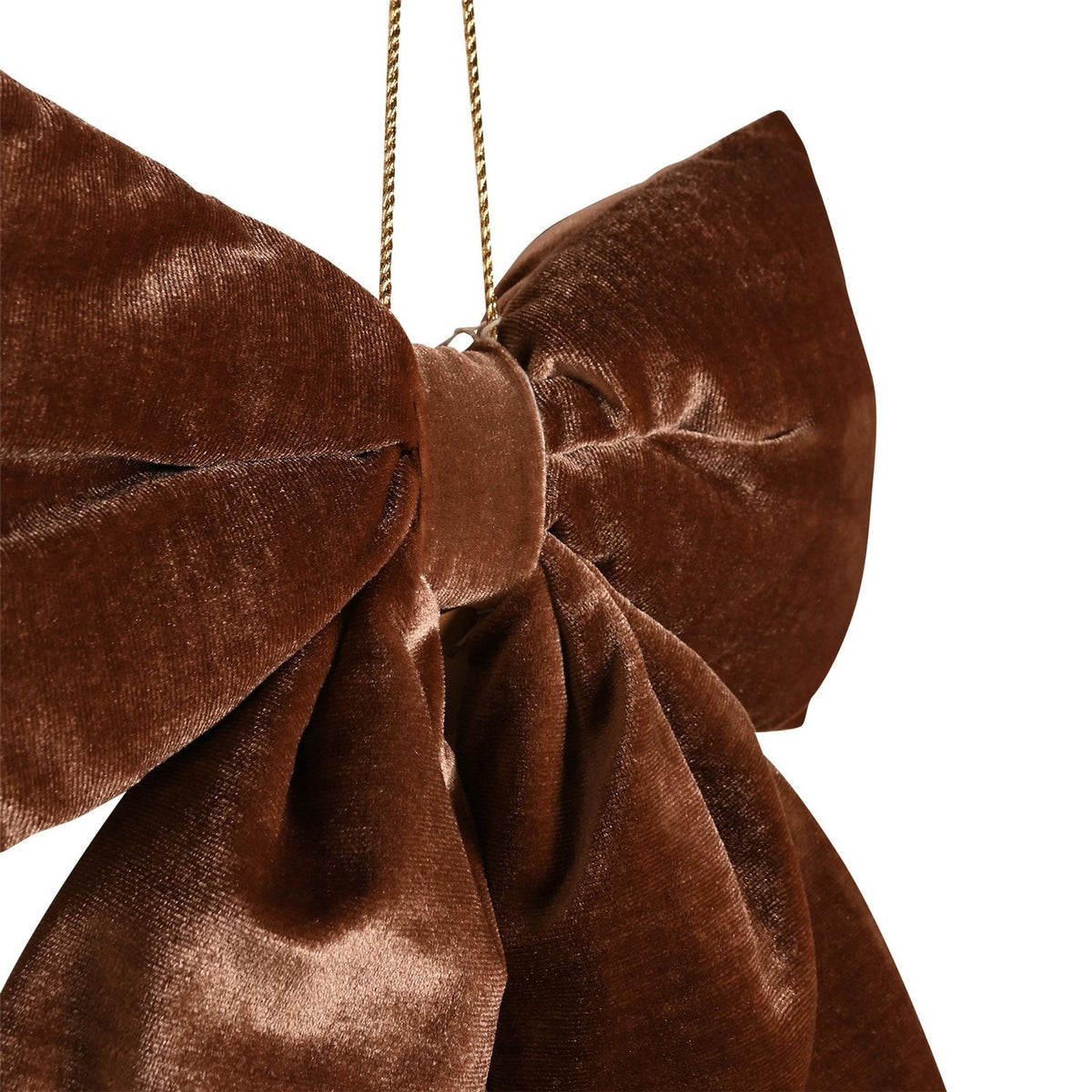 Velvet Bow Hanger Christmas Tree Decoration with Cord - Brown