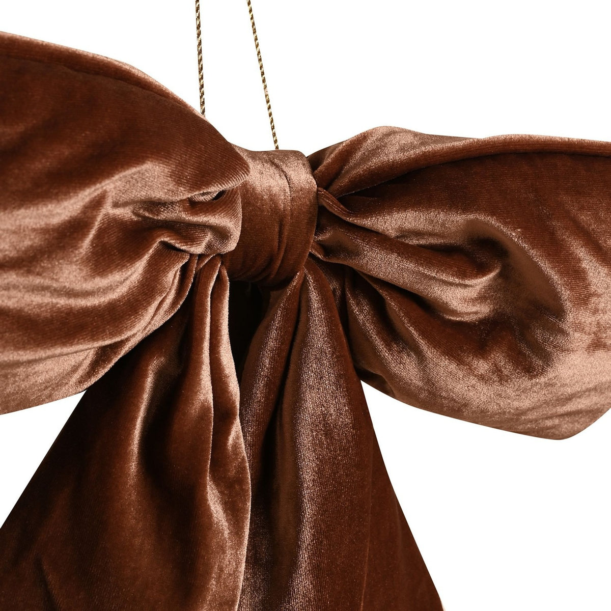 Velvet Bow Hanger Christmas Tree Decoration with Cord - Brown