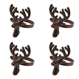Set of 4 Christmas Stag Head Metal Napkin Rings - Bronze