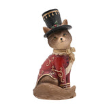 Christmas Fox in Top Hat and Bow Tie Resin Figurine - Red