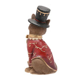 Christmas Fox in Top Hat and Bow Tie Resin Figurine - Red