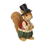 Christmas Squirrel in Top Hat and Waistcoat Figurine - Brown