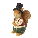 Christmas Squirrel in Top Hat and Waistcoat Figurine - Brown