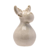 Speckled Glaze Ceramic Reindeer Decoration, 10.9cm, with a rounded pear-shaped body, glossy white speckled finish and taupe-tipped antlers, shown on a plain white background.