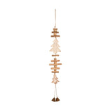 Wooden Hanging Christmas Tree Decoration with Bells - Light Brown