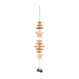 Wooden Stars and Bells Hanging Christmas Tree Decoration - Brown