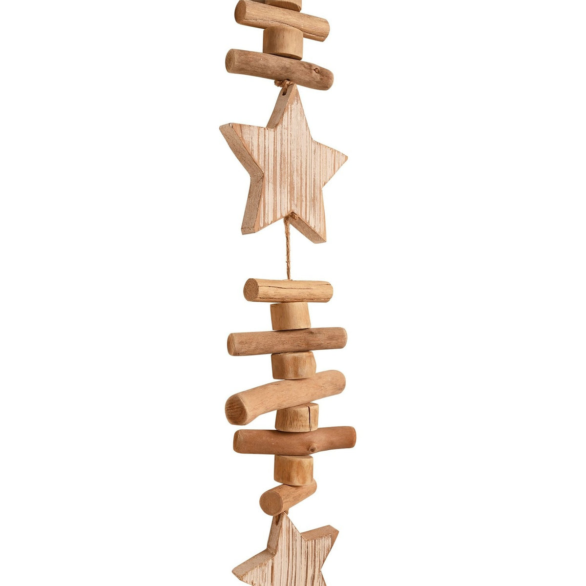 Wooden Stars and Bells Hanging Christmas Tree Decoration - Brown
