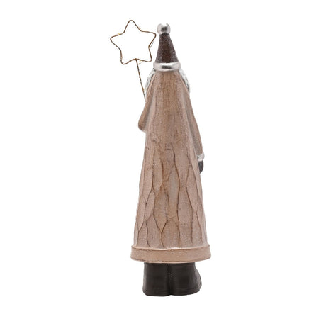 Terracotta Santa Decoration with LED Star 36cm - Light Brown