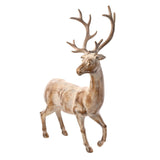 Whitewashed Standing Stag Resin Ornament - Brown & White