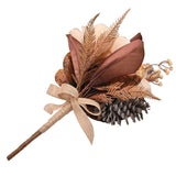 Magnolia Bouquet Iron Faux Plant with Pinecone 46cm - Brown