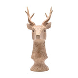 Resin Wood Effect Floral Stag Bust Figurine 45cm - Brown